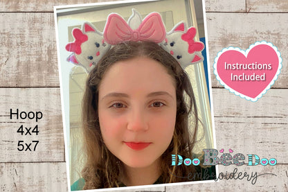 Marie The Cat Headband - ITH Project - Machine Embroidery Design