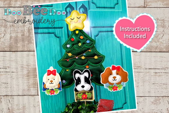 Christmas Tree Puppies - ITH Project - Machine Embroidery Design