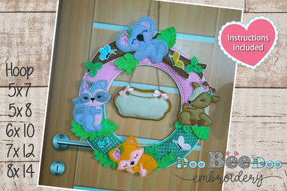 Woodland Animals Wreath - ITH Project - Machine Embroidery Design