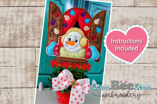Snowman in the Window - ITH Project - Machine Embroidery Design
