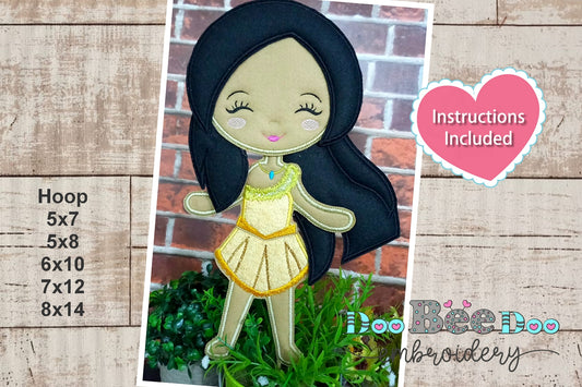 Cute Princess Pocahontas Ornament - ITH Project - Machine Embroidery Design