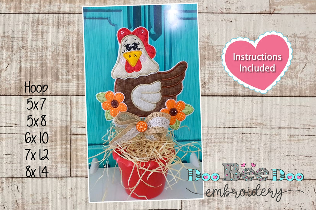Cute Chicken Vase Ornament - ITH Project - Machine Embroidery Design