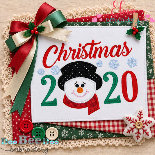 Christmas Snowman 2020 - Appliqué - Machine Embroidery Design
