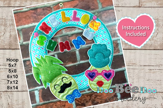 Pineapple Summer Wreath - ITH Project - Machine Embroidery Design