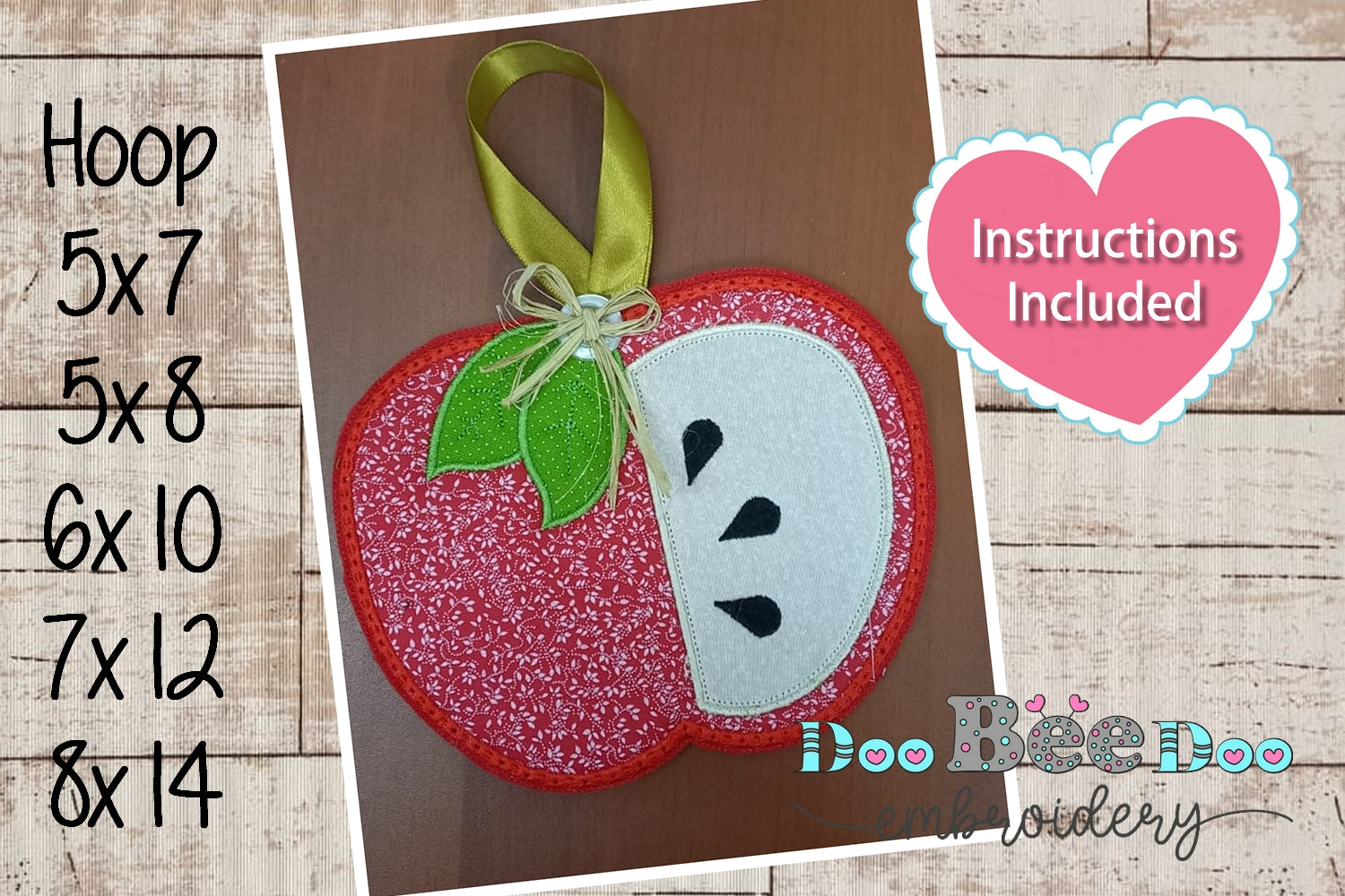 Apple Mug Rug - ITH Project - Machine Embroidery Design – DooBeeDoo ...