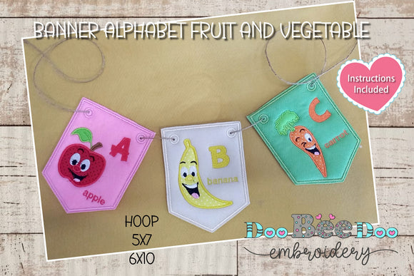 Alphabet Banner Fruits and Vegetables - ITH Project - Machine Embroidery Design