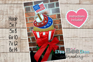 Cupcake 4th of July - ITH Project - Machine Embroidery Design