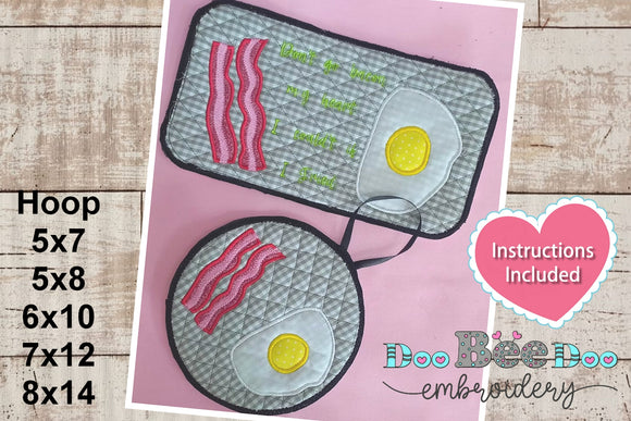Eggs and Bacon Pot Holder Set - ITH Project - Machine Embroidery Design