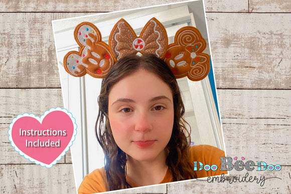 Christmas Gingerbread Headband - ITH Project - Machine Embroidery Design
