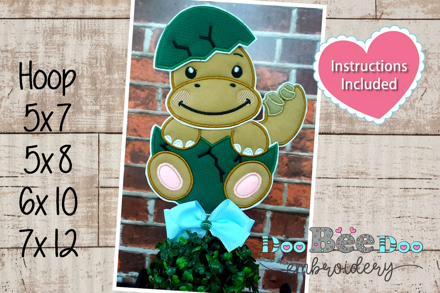 Four Baby Dinosaurs in the Egg - ITH Project - Machine Embroidery Design