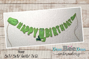 Happy Birthday Dinosaur Banner - ITH Project - Machine Embroidery Design