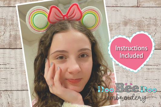 Round headband Ears Headbands - ITH Project - Machine Embroidery Design
