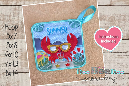 Stylish Crab Mug Rug - ITH Project - Machine Embroidery Design