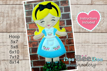 Alice Cute Princess Ornament - ITH Project - Machine Embroidery Design