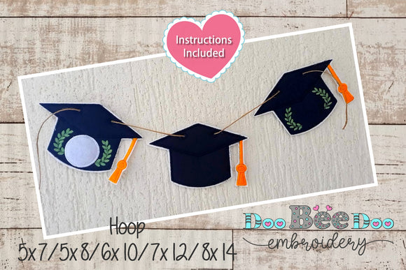 Graduation Hat Banner - ITH Project - Machine Embroidery Design
