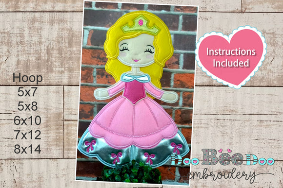 Cute Princess Aurora Ornament - ITH - Project Applique