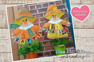 Scarecrow Couple Set Ornament - ITH Project - Machine Embroidery Design
