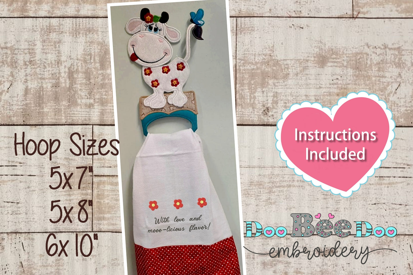 Country Cow Towel Holder – ITH Project – Machine Embroidery Design