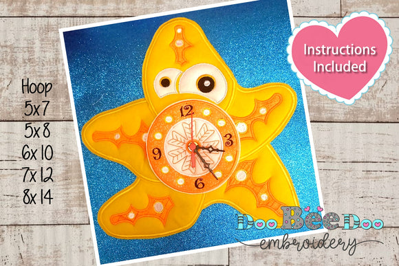 Starfish Clock - ITH Project - Machine Embroidery Design