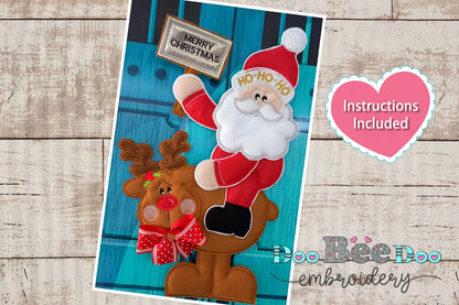 Santa Claus with Reindeer - ITH Project - Machine Embroidery Design