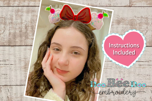 Cupcake headband Ears Headbands - ITH Project - Machine Embroidery Design