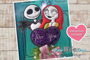Jack and Sally Skellington Couple Valentine's Day - ITH Project - Machine Embroidery Design