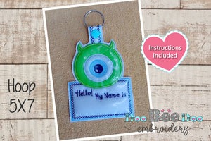 Mike Keychain/Bag Tag - ITH Project - Machine Embroidery Design