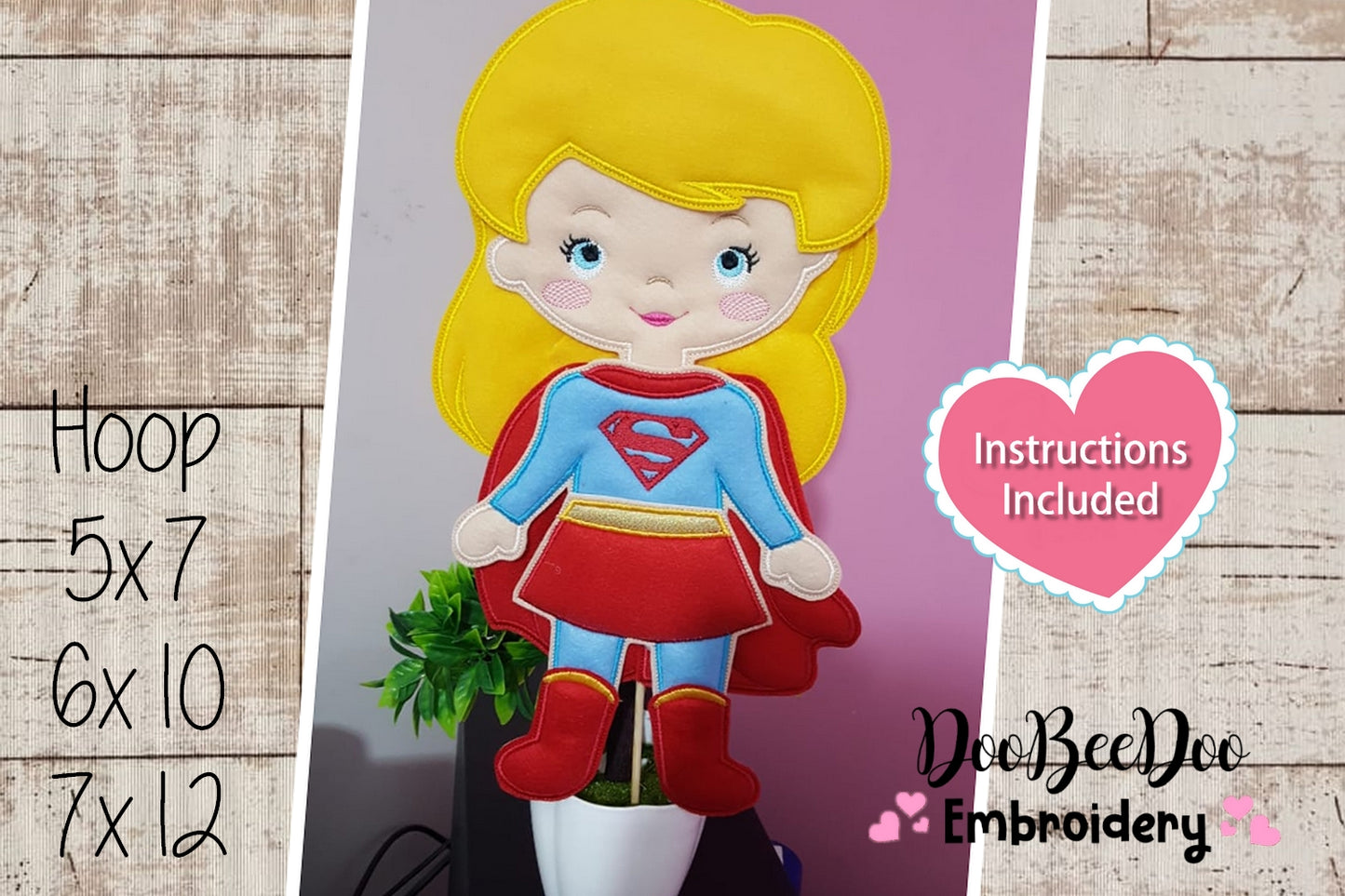 Supergirl Ornament - ITH Project - Machine Embroidery Design