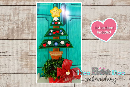 Christmas Tree Vase Ornament - ITH Project - Machine Embroidery Design