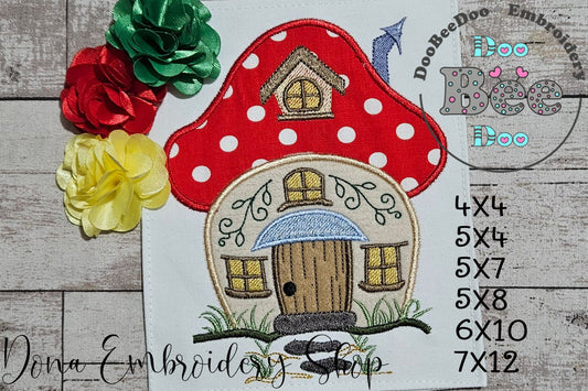 Mushroom House 🏡🍄 – Applique - Machine Embroidery Design