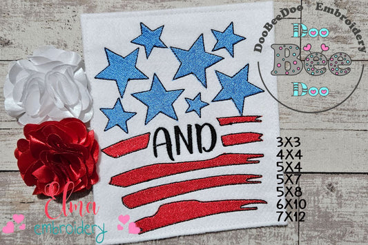 ✨ Shiny Stars and Freedom Stripes – Fill Stitch – Machine Embroidery Design