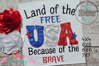 ⭐ Brave & Free USA 🇺🇸 – Zigzag Applique – Machine Embroidery Design