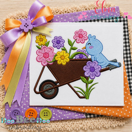 Spring Garden Bird - Appliqué - Machine Embroidery Design