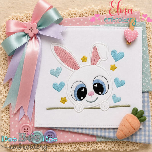 Sweet Peeking Bunny - Applique - Machine Embroidery Design