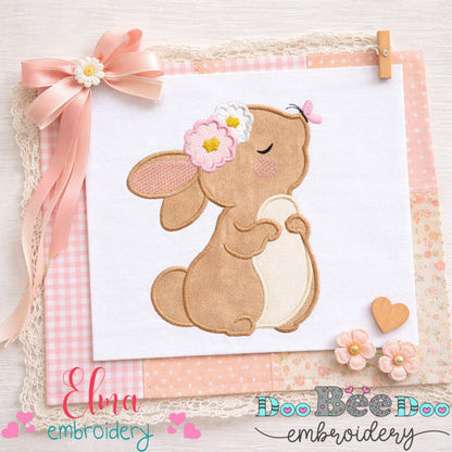 Sweet Bunny with Butterfly – Appliqué – Machine Embroidery Design