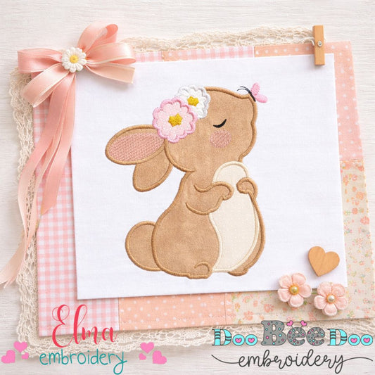Sweet Bunny with Butterfly – Appliqué – Machine Embroidery Design