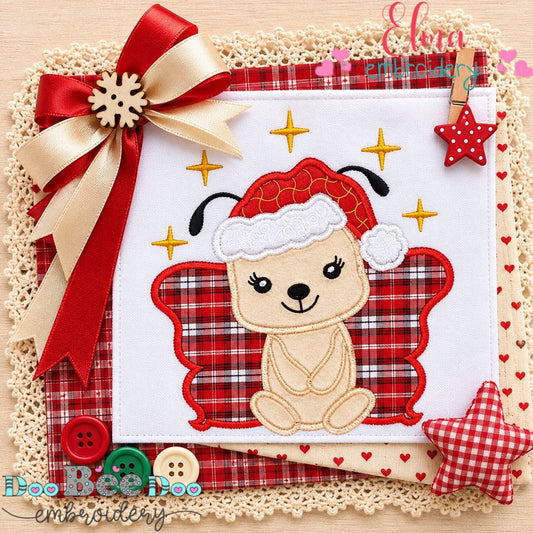 Twinkle Christmas Butterfly - Appliqué - Machine Embroidery Design