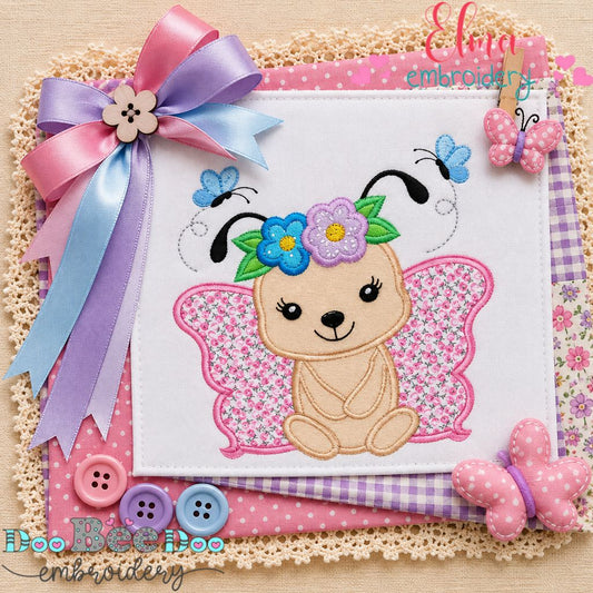 Blossom Butterfly Sweetie - Appliqué - Machine Embroidery Design