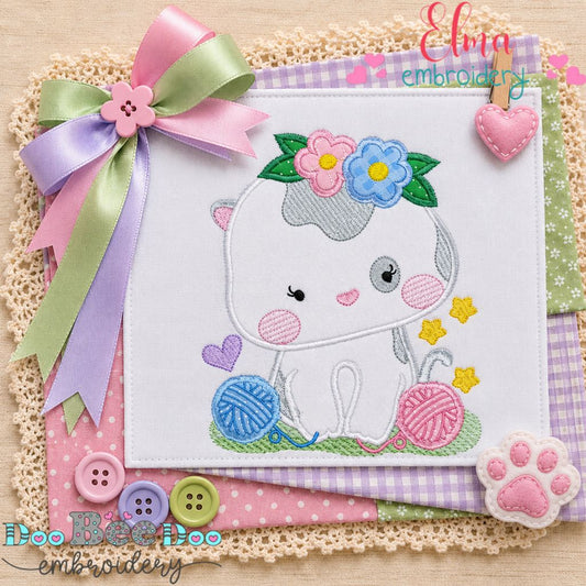 Whiskers and Yarn - Applique - Machine Embroidery Design