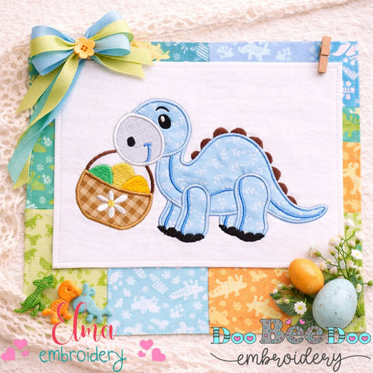 Easter Dinosaur with Basket - Appliqué – Machine Embroidery Design
