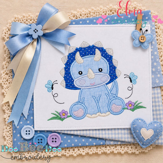 Little Garden Dino – Applique – Machine Embroidery Design