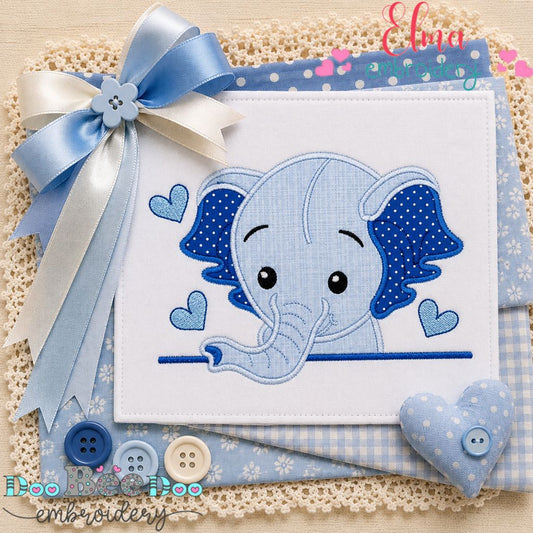 Sweet Baby Elephant - Appliqué - Machine Embroidery Design