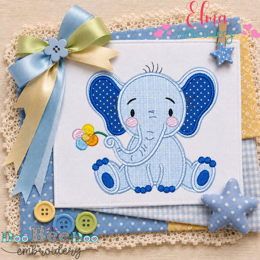 Sweet Little Elephant - Appliqué - Machine Embroidery Design