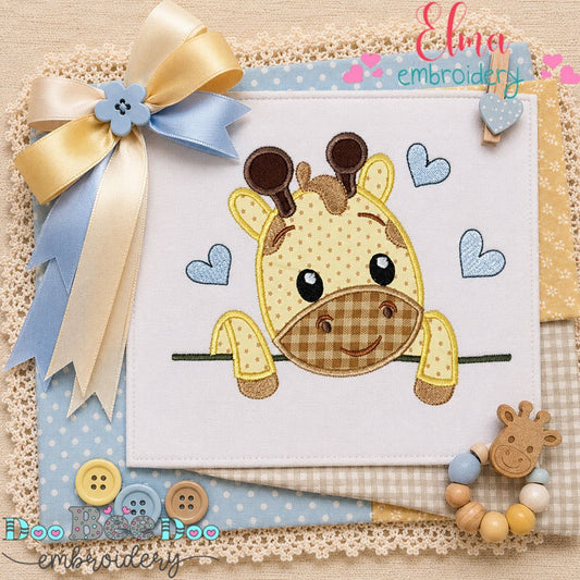 Sweet Giraffe Boy - Appliqué - Machine Embroidery Design