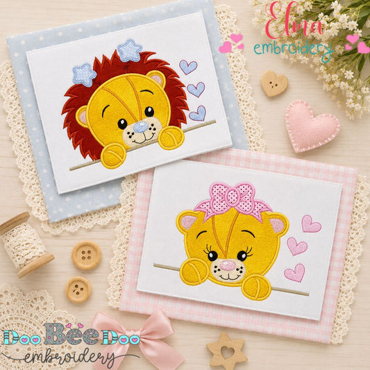 Little Lion Sweethearts - Applique - Machine Embroidery Design