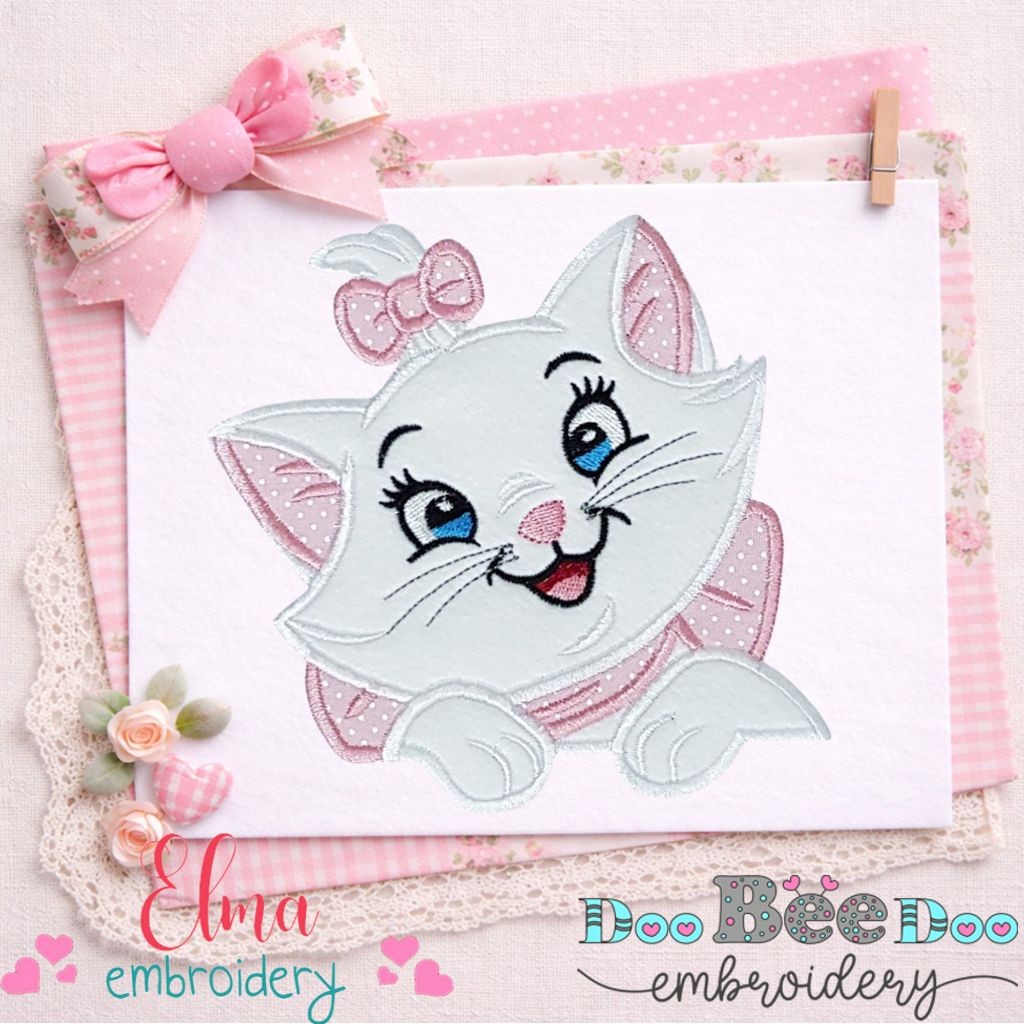 Marie Cat - Appliqué - Machine Embroidery Design