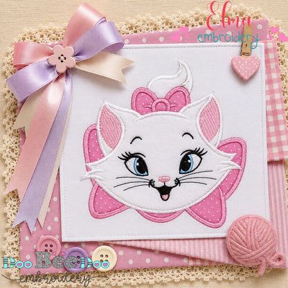 Sweet Marie Cat - Appliqué - Machine Embroidery Design