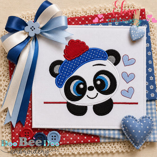 Sweet Panda Boy - Appliqué - Machine Embroidery Design