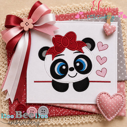 Darling Panda Girl - Appliqué - Machine Embroidery Design