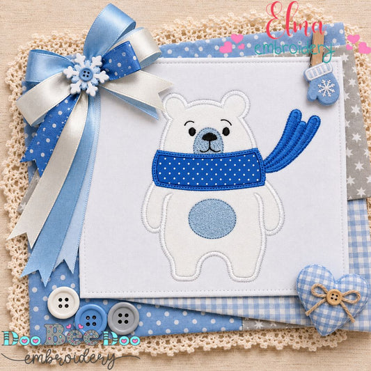 Cozy Little Polar Bear - Appliqué - Machine Embroidery Design